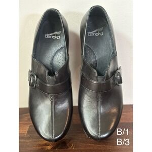 Dansko Women Black Leather Buckle Strap Clogs Shoes Size 39 Professional Comfort